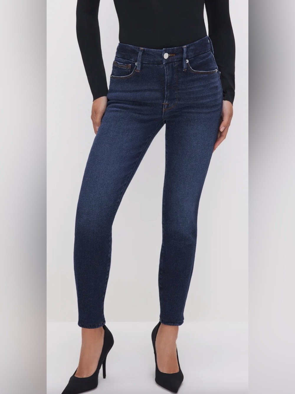 Good American Good Petite Skinny Jeans in Dark Blue Wash size 6 or 28 NWT